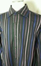 Angelo litrico Mens Shirt Size L Striped Blue Green - £8.87 GBP