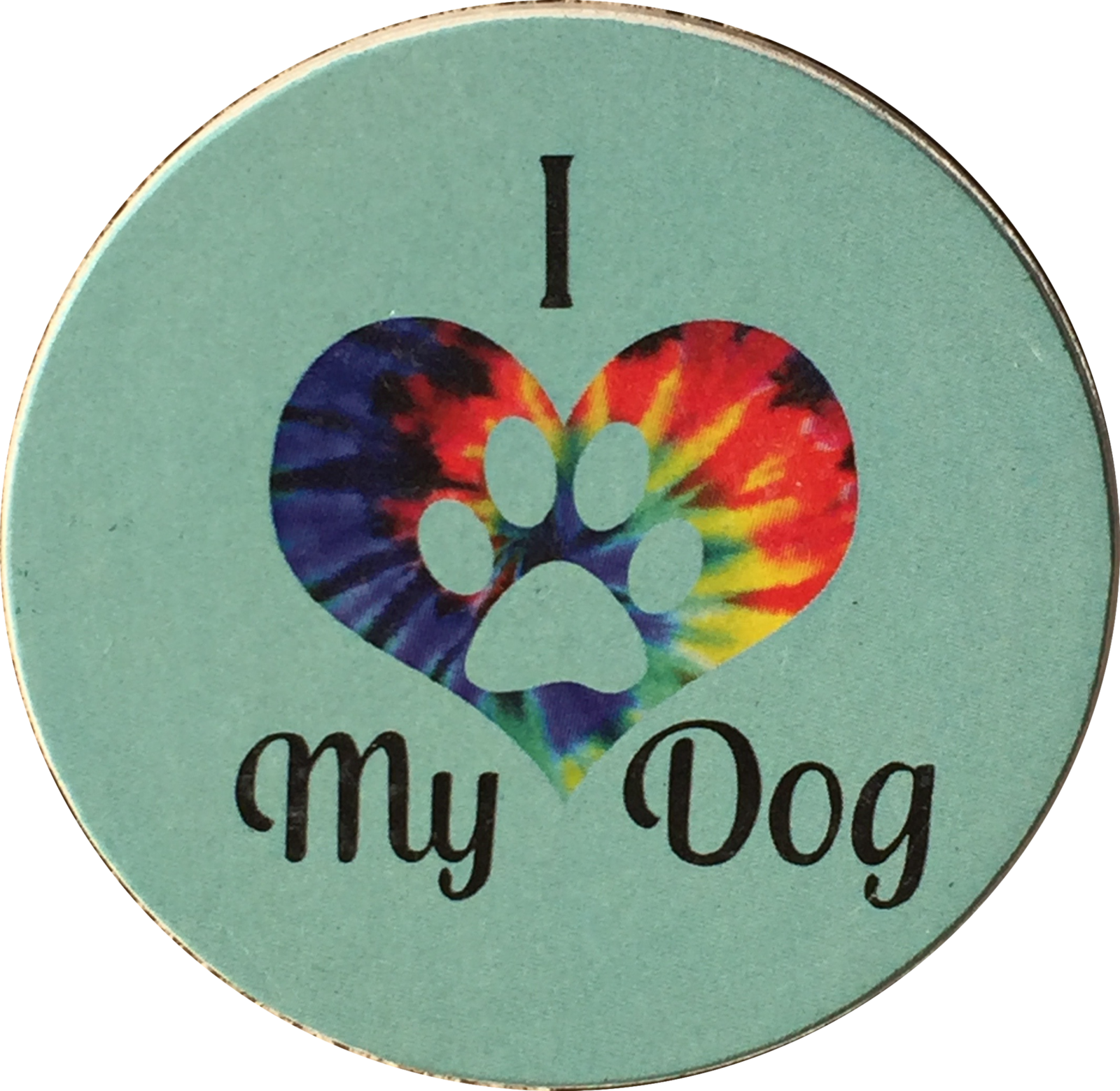 I Heart My Dog Love Paw Print Auto Car Coaster Absorbent Stone - $4.99