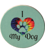 I Heart My Dog Love Paw Print Auto Car Coaster Absorbent Stone - £3.92 GBP