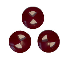 Lot 3 Cherry Red Circle Bakelite Buttons with Triangle Holes 1.3&quot; - £39.50 GBP
