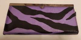 I Squared Tab Lock Long Wallet Purple Zebra Print Rectangle CC Holder New - $13.54