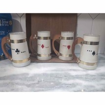 Card Players Poker Mugs ~ Frosted Beer Mugs ~ Siesta Ware ~ Complete Set Of 4 - £15.96 GBP