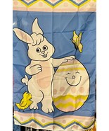 Lg Easter Garden Yard Flag Creepy Easter Bunny With Egg? About 27&quot; X 44 VTG - £9.36 GBP