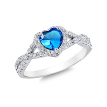 Beautiful 4.25Ct Heart Simulated Gemstone &amp; Diamond Silver Promise Infinity Ring - £67.83 GBP