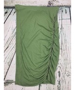 Womens Slit Hem Rib Knit Midi Bodycon Skirt Green With Zipper Small - £18.65 GBP