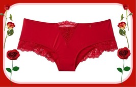 L  Red Lipstick Satiny Micro Lace Inset Very Sexy Cheeky Victorias Secret Pantie - £10.20 GBP