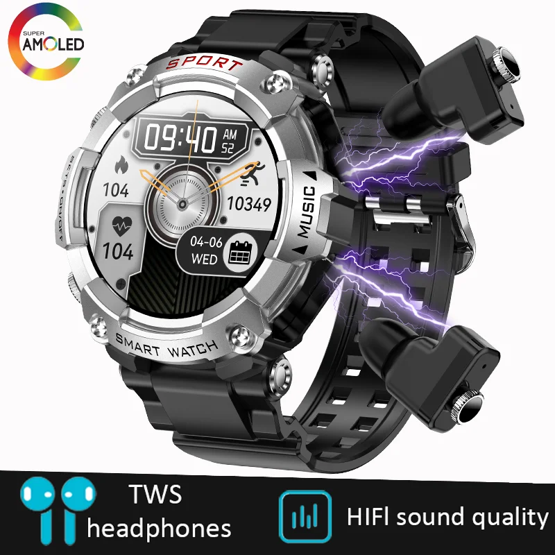 New TWS Music Talk Smartwatch Earphone 2 In 1 Men Smart Watch with Earbu... - $140.71