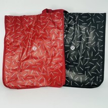 Qty of 2 Lululemon Reusable Tote Shopping Bag Large Black &amp; Red Sturdy Handles - £13.45 GBP