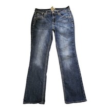 Earl Jean Straight Leg Jeans Medium Wash Embroidered Rhinestone Accents Size 8 - £11.93 GBP