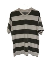 OP Men&#39;s Tee V-Neck Short Sleeve Stripe T-Shirt Olive/Tan Sz L 42-44 Fas... - £16.28 GBP