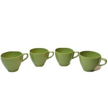 4 Avocado Green Acrylic Mid Century Modern Vintage Coffee Mugs Cups 4205... - £26.72 GBP