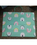 SPRITZ RAINBOW 16&quot; X 12&quot; X 6&quot; MEDIUM GIFT BAGS PAPER LOT 12 CT GREEN HAN... - $31.24 CAD