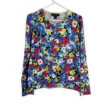 August Silk Long Sleeve Floral Button Front Cardigan Sweater Women Size L - £25.17 GBP