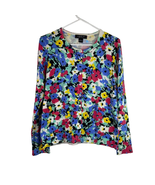 August Silk Long Sleeve Floral Button Front Cardigan Sweater Women Size L - £25.09 GBP