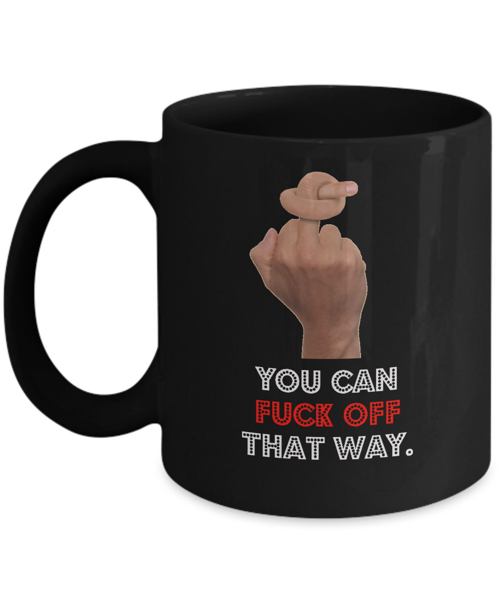 Middle Finger Mug, Rude Tea Cup, Cursing Coffee Mug, Black 11oz Coffee, Teacup - £16.52 GBP