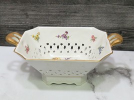 Mottahedeh Design Italy Pierced Reticulated Footed Basket Floral Gold Handle - £41.99 GBP