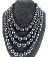 Vintage 4 Strand Black Plastic Bead Choker Necklace - $19.19 CAD