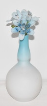 Vintage Blue White Cased Glass Bud Vase w Free Flower Stem 7.5&quot; Bud Vase Signed - £23.93 GBP