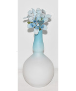 Vintage Blue White Cased Glass Bud Vase w Free Flower Stem 7.5&quot; Bud Vase... - £23.47 GBP