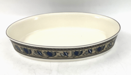 Mikasa Intaglio Arabella 12&quot; Oval Baker Excellent Baking Dish Floral Beige Blue - £86.17 GBP