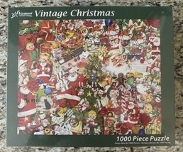 Vintage Christmas Collage 1000pc Jigsaw Puzzle 30 x 24&quot; Vermont Christma... - $17.62