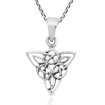 Celtic Triquetra Triangle Knot Symbol Sterlng Silver Necklace - £15.15 GBP
