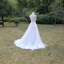 White Detachable Tulle Skirt Outfit Wedding Photo Bridal Tulle  Open Skirt image 3