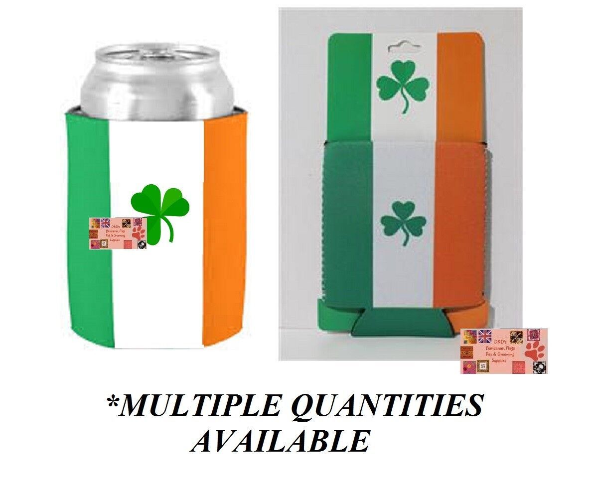 IRISH FLAG SHAMROCK CAN Bottle KOOZIE COOLER Wrap Insulator Sleeve Jacke... - $5.99+