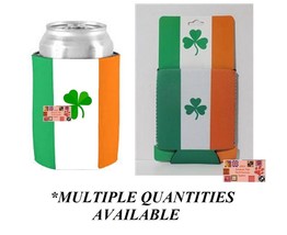 Irish Flag Shamrock Can Bottle Koozie Cooler Wrap Insulator Sleeve Jacket Holder - £4.71 GBP+