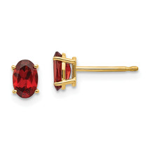 14k 6x4 Oval January/Garnet Post Earrings XBE13 - $4,447.24 MXN