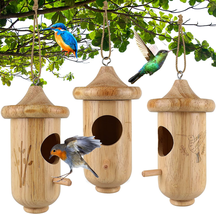 Hummingbird House for outside Hanging, Wooden Hummingbird Gifts Nest 3 P... - $34.69