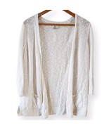 Ann Taylor LOFT Knit Open Front Cardigan 3/4 Sleeve Sweater White Linen ... - £17.96 GBP