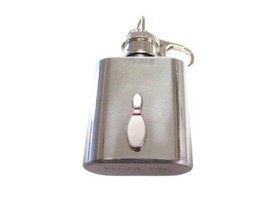 1 Oz. Stainless Steel Key Chain Flask with Bowling Pin Pendant - £22.42 GBP