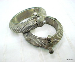 Vintage antique tribal old silver bangle bracelet pair belly dance jewel... - $392.04