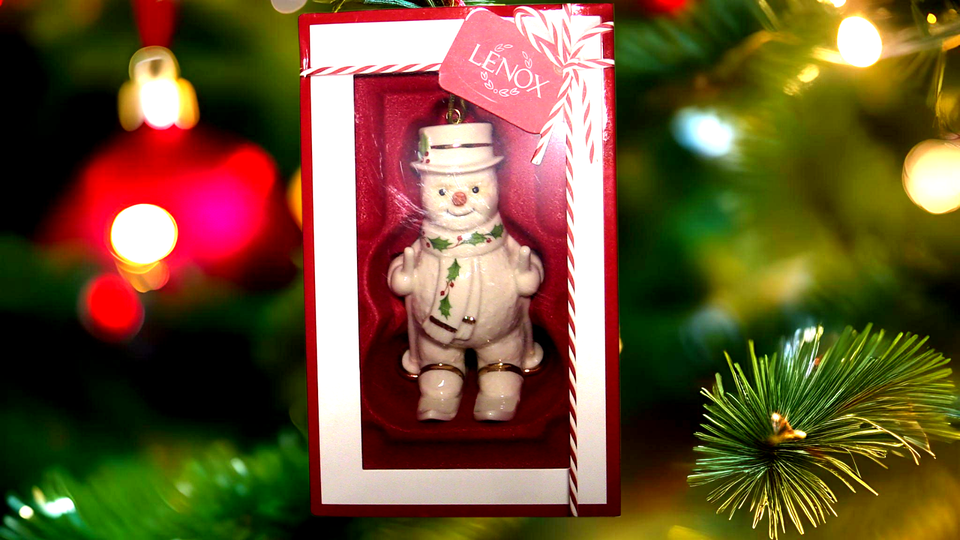 Lenox Happy Holly Days Fresh Powder Snowman Skiing Ornament 4.5" - New open box - £19.43 GBP