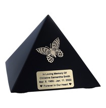 Decorative mini urn for part of ashes Memorial keepsake pyramid shape bl... - $139.35+