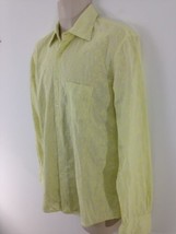 Robert Friedman Mens L Yellow Floral European Italian Button Front Cotton Shirt - $9.90