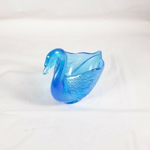 Blue Swan Glass Trinket Dish Ashtray Vintage - £17.81 GBP