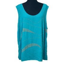 Worthington Deep Peacock Blue Boho Sleeveless Studded Tank Top Size 3X - £11.80 GBP