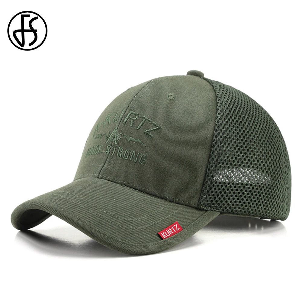 FS 2024 Beige Army Green Mesh Trucker Hat High Quality Baseball Caps For Men - £10.60 GBP+