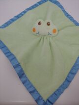 Nursery Rhyme green frog rattle blue satin Baby Security Blanket orange ... - $8.79
