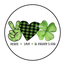 30 PEACE LOVE ST PATRICK&#39;S DAY ENVELOPE SEALS STICKERS LABELS TAGS 1.5&quot; ... - $7.49