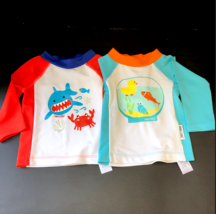 Lot Baby Infant Zoocchini Rash Guard Swim Shirt Sz 3 6 Months Shark Duck Crab - £15.17 GBP