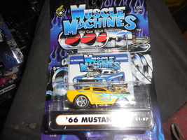 Muscle Machines Adult Collectible &quot;&#39;66 Mustang&quot; Yellow Mint On Sealed Card - £3.24 GBP