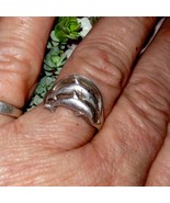 Adorable thick sterling silver double dolphin ring size 7 - $1,088.37 MXN