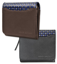 Brooks Brothers Tri-Fold Fold Over Zipper Pocket Wallet Small Leather Wa... - $36.86