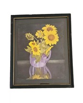 1930s Vintage Martin Kaiser Framed &amp; Matted Lithograph Sunflowers 10.75&quot; x 8.75&quot; - £19.48 GBP