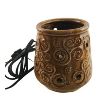 Scentsy Lamp Night Light  5&quot; Brown with Swirl Pattern Bulb Included - $16.83