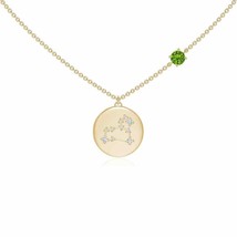 ANGARA 0.38 Ct Peridot Leo Constellation Medallion Pendant Necklace in 14K Gold - $1,736.10