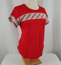 Vintage Mister Marty of California Women&#39;s Cotton Top Large Red Woven Kn... - $24.99
